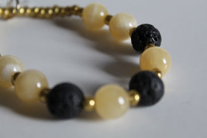 Beautiful Sunfire Calcite and Lava Stretch Bracelet